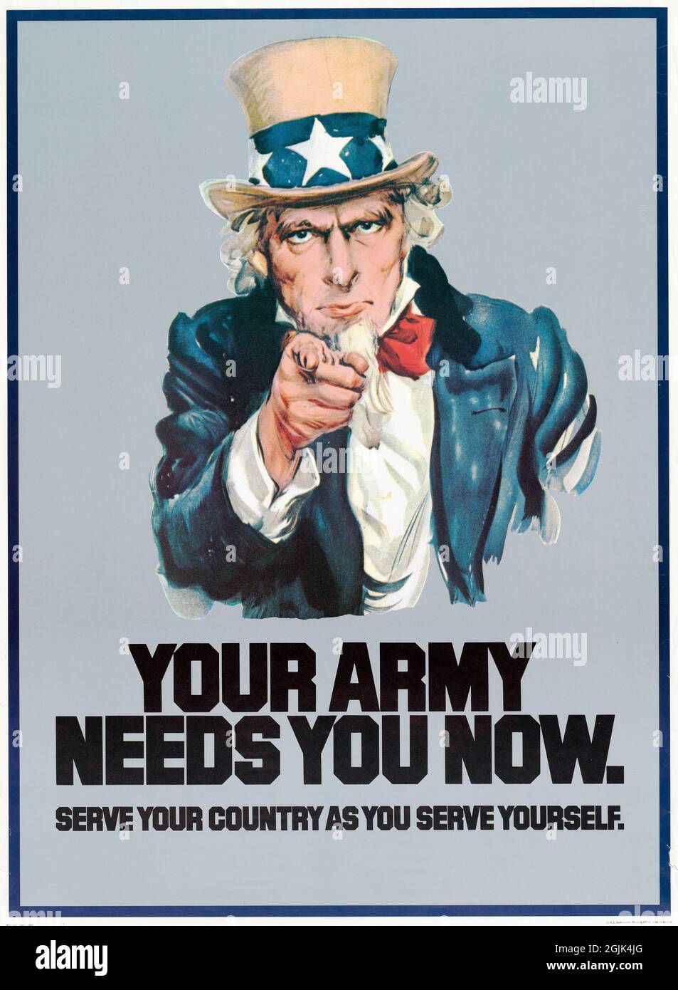 Tío Sam, cartel de reclutamiento de 1980 'Tu ejército te necesita ahora' Foto de stock