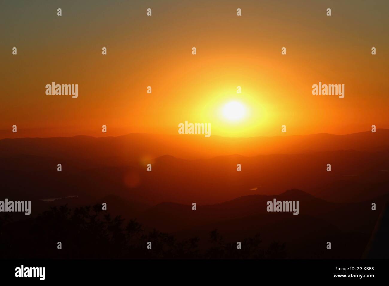 Hermosa puesta de sol en Brasstown Bald, el punto más alto de Georgia! Foto de stock