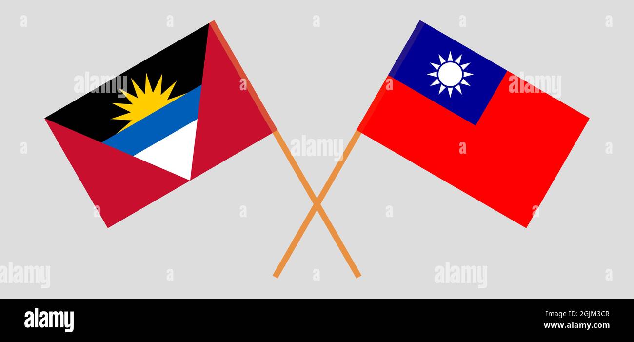 Banderas cruzadas de Antigua y Barbuda y Taiwán Ilustración del Vector