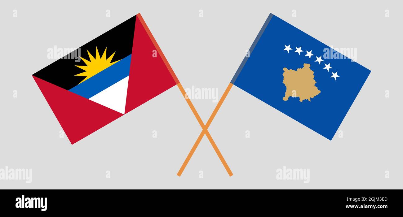Banderas cruzadas de Antigua y Barbuda y Kosovo Ilustración del Vector