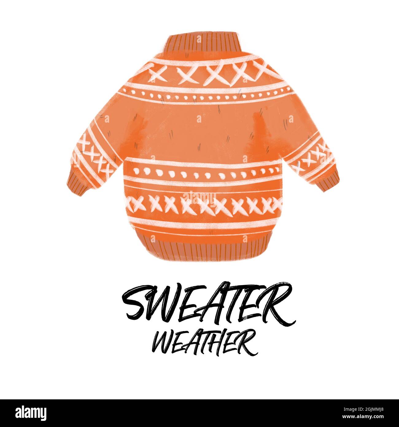 Dibujo de suéter bonito aislado en blanco con texto Sweater clima  Fotografía de stock - Alamy