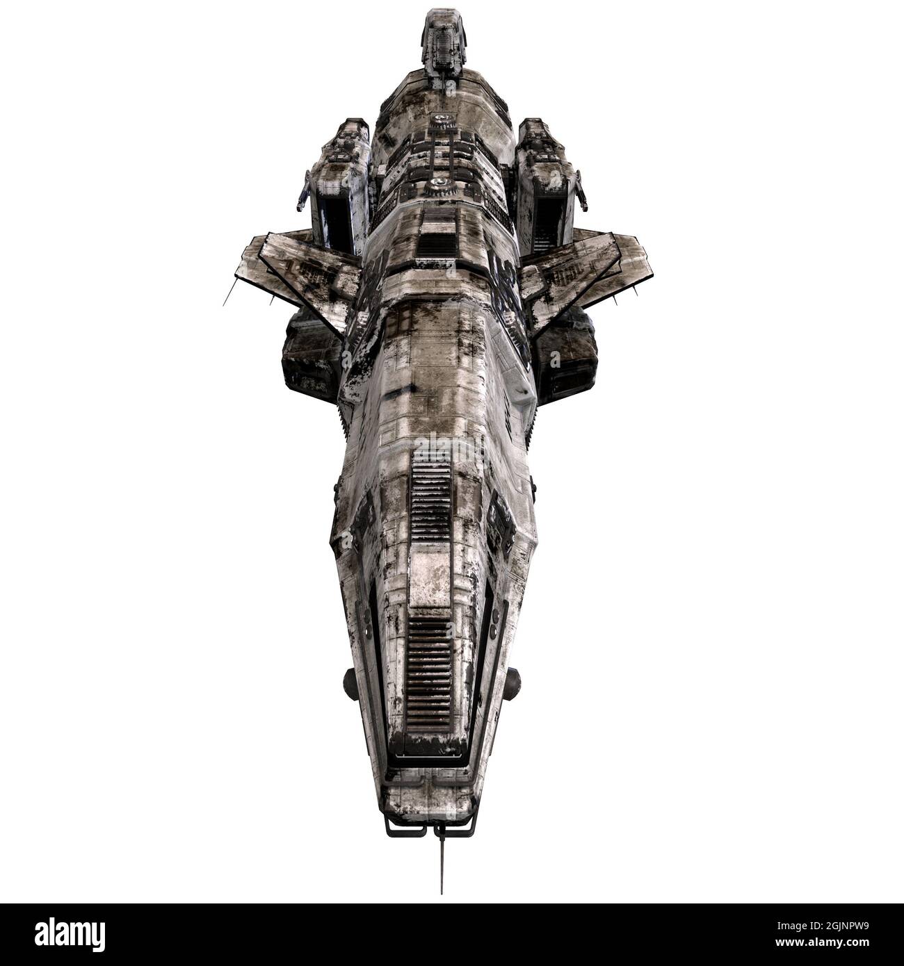 3D-ilustración de una nave estelar alienígena Foto de stock