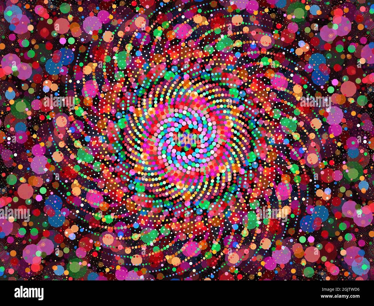 Espiral circular de puntos de colores Foto de stock