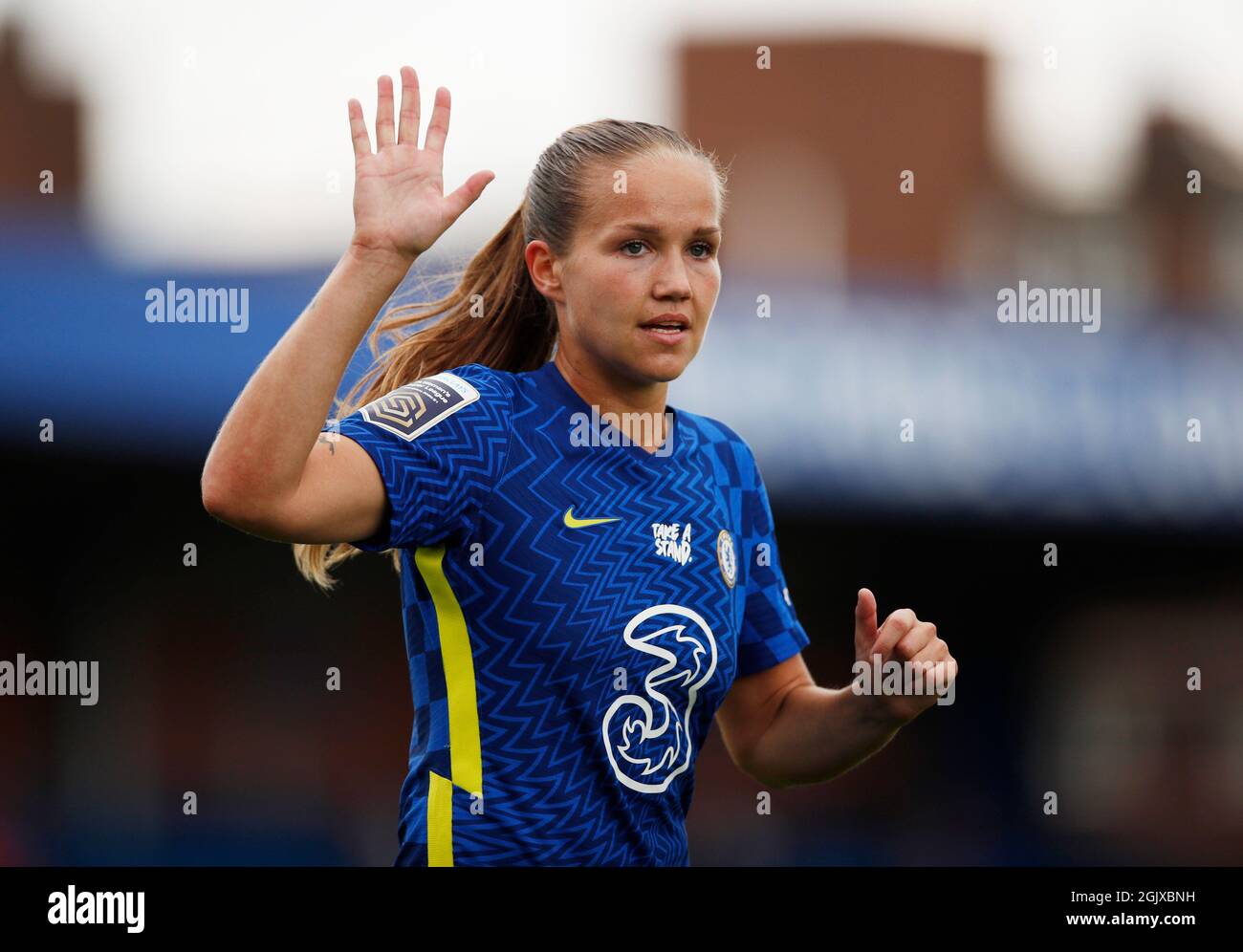 Fútbol - Super Liga Femenina - Chelsea v Everton - Kingsmeadow, Londres, Gran Bretaña - 12 de septiembre de 2021 Chelsea's Guro Reiten Action Images via Reuters/Andrew Boyers Foto de stock
