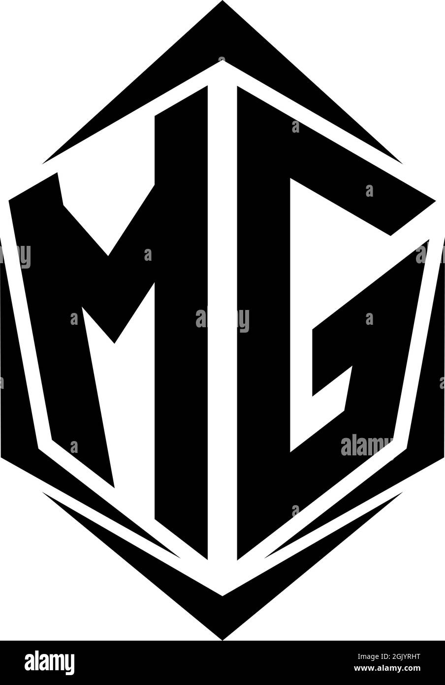 Diseño inicial del logotipo de MG con el estilo Shield, marca comercial Logo Imagen Vector de