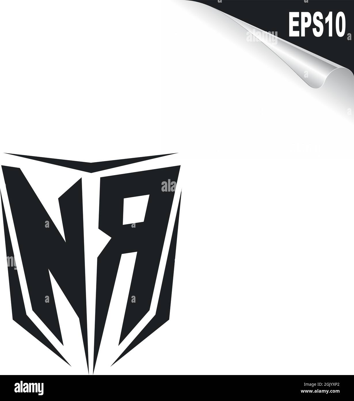 Diseño inicial del logotipo NR con el estilo Shield y la marca comercial Logo. Ilustración del Vector