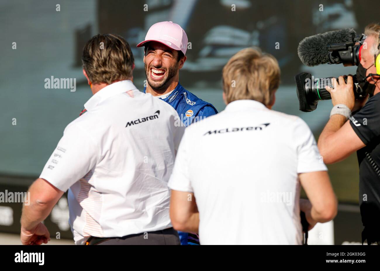 Monza, Italia. 12th de Sep de 2021. # 3 Daniel Ricciardo (AUS, McLaren F1 Team), Zak Brown (USA, McLaren F1 Team), Gran Premio de Italia F1 en el Autodromo Nazionale Monza el 12 de septiembre de 2021 en Monza, Italia. (Foto de HOCH ZWEI) Crédito: dpa/Alamy Live News Foto de stock