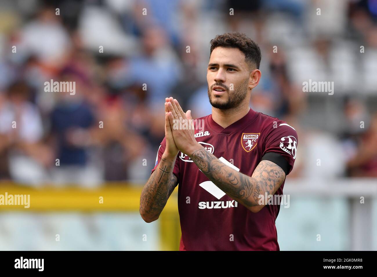 Sanabria celebra después de anotar un gol de Torino FC durante la Serie A 2021/2022 partido entre Torino FC y US Salernitana en Olimpico Grande Torino el 12,2021 de septiembre