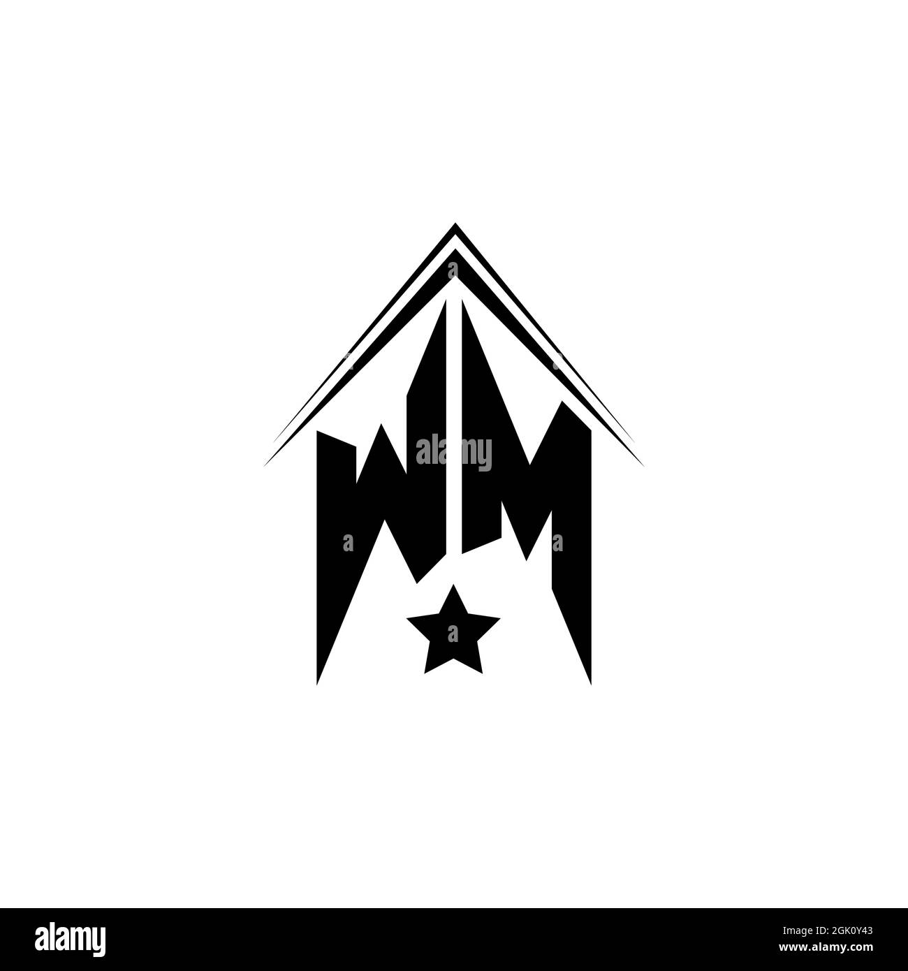 Diseño inicial del logotipo de WM con estilo de forma y marca comercial