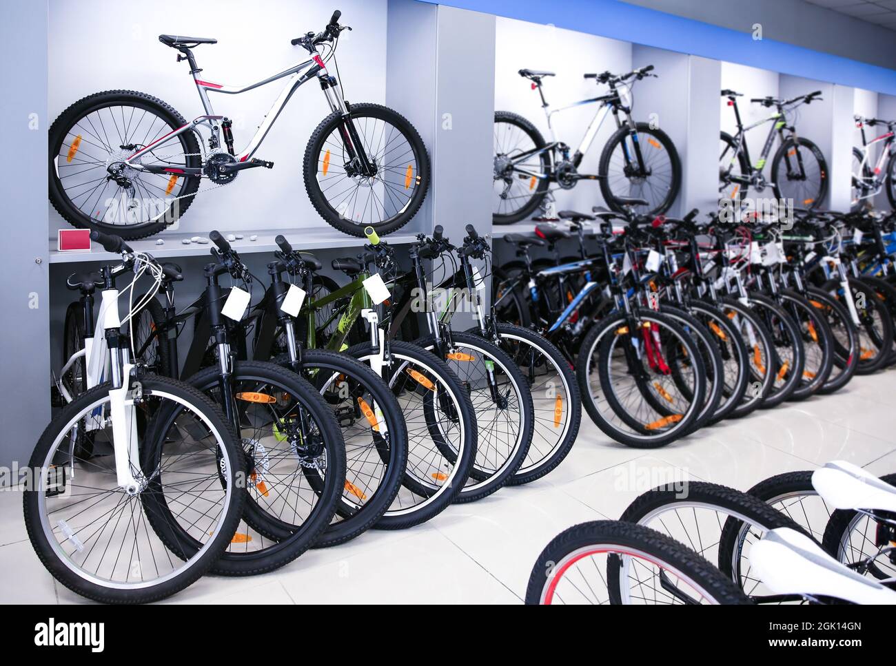Bicicletas modernas en tienda deportiva Fotografía de stock - Alamy