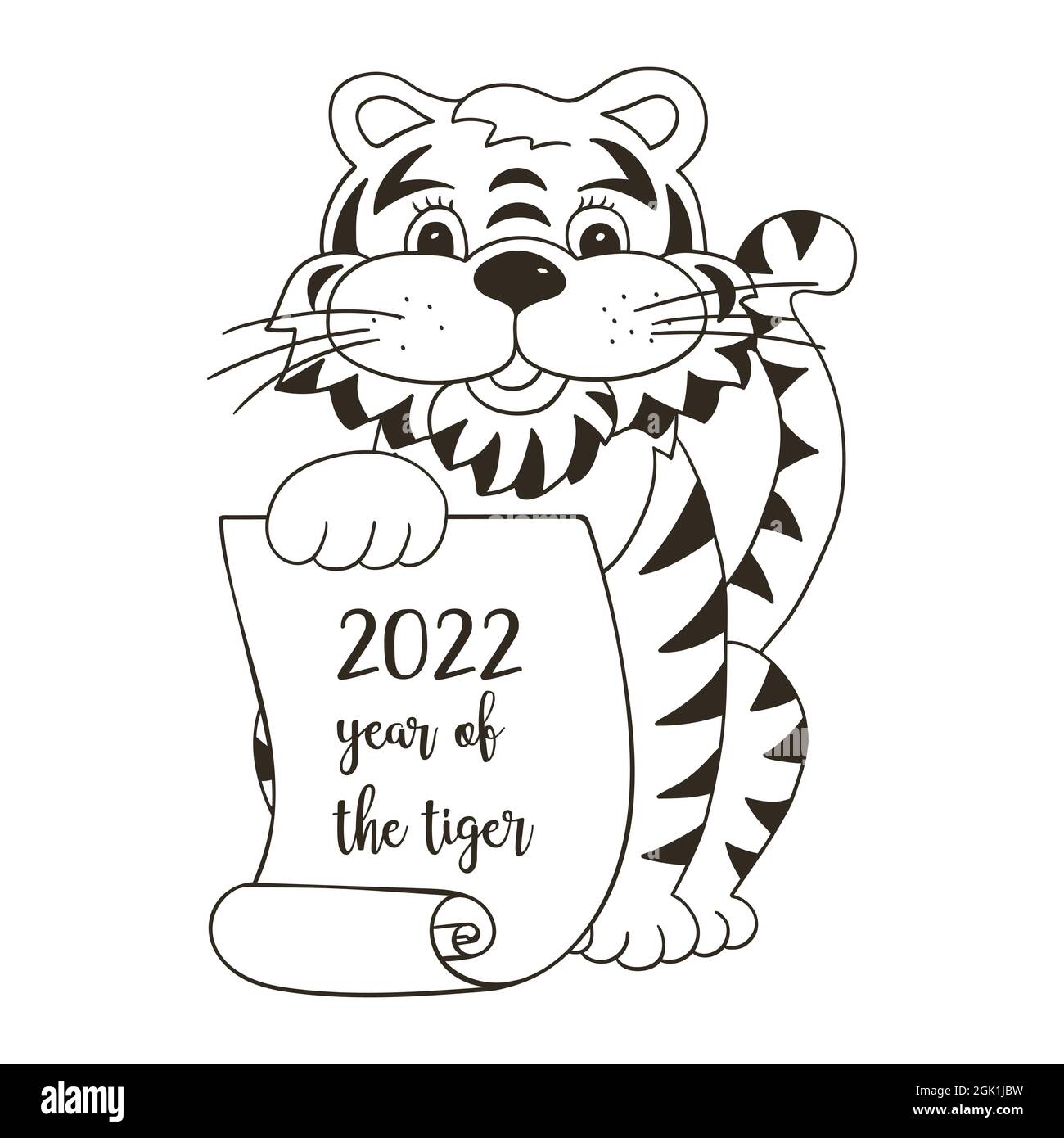 Símbolo Del Año 2022 Para La Decoración Del Calendario. Noviembre 2022. Año  Nuevo Del Tigre Según El Calendario Chino U Oriental. Linda Ilustración  Vectorial En Estilo De Dibujo A Mano Ilustraciones svg