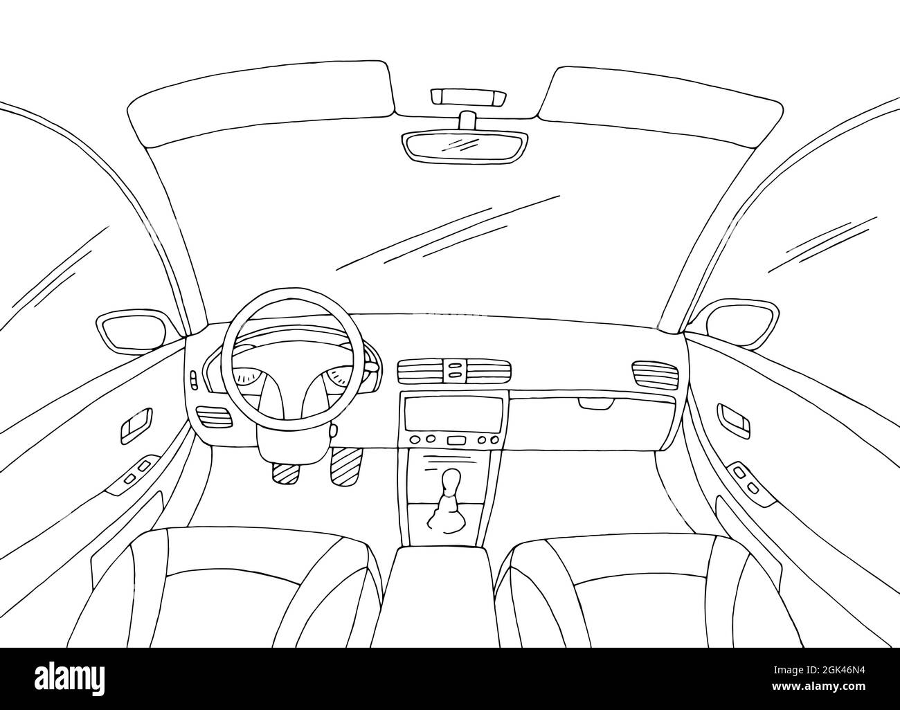 Gráfico interior del coche blanco negro ilustración vectorial Ilustración del Vector