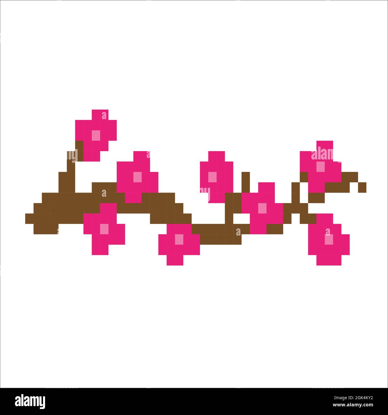 cherry Blossom Pixel Art Aislado sobre fondo blanco. Icono de bit