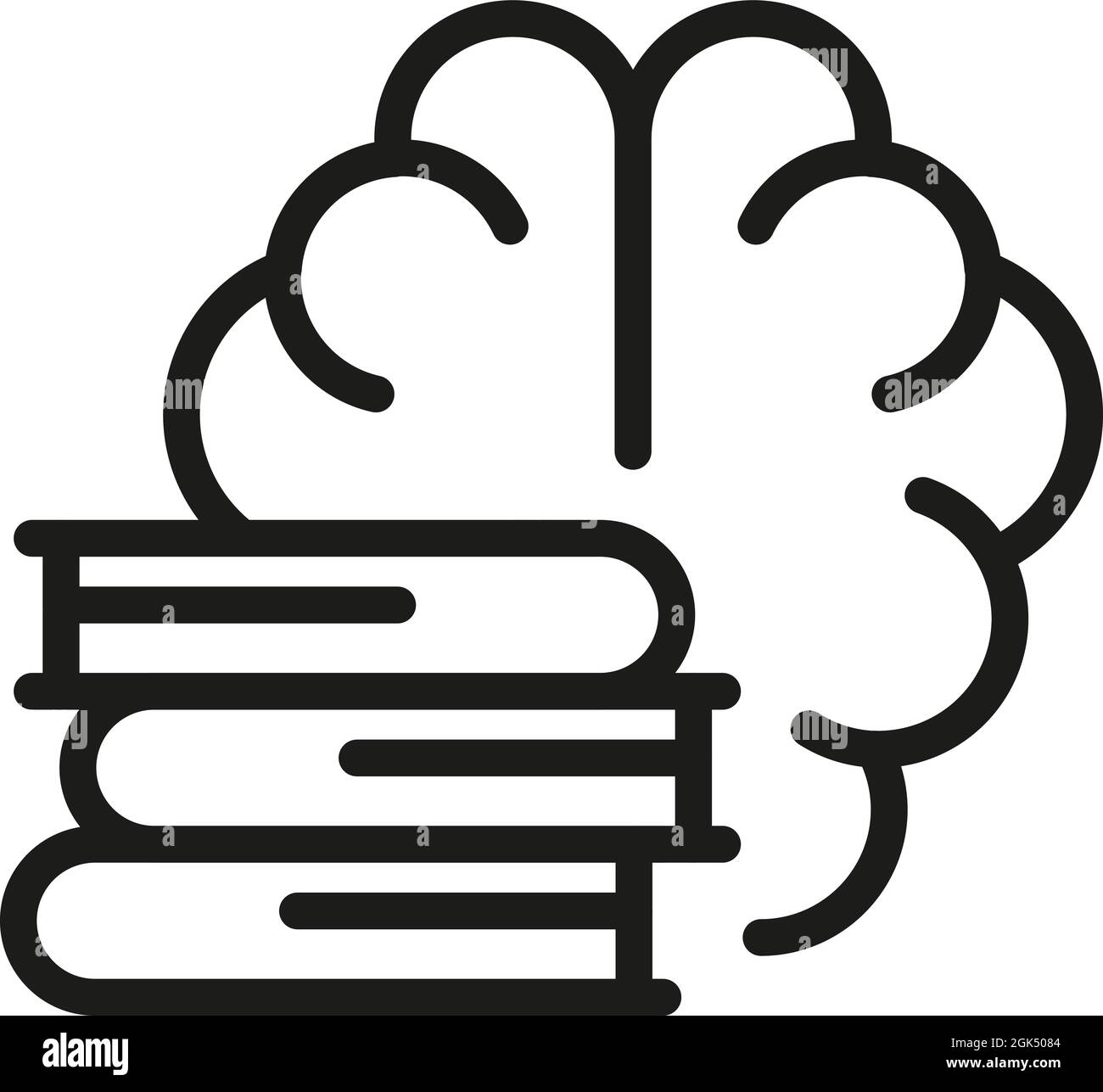 Vector de contorno de icono de memoria de libro. Desarrollo cerebral. Mente inteligente Ilustración del Vector