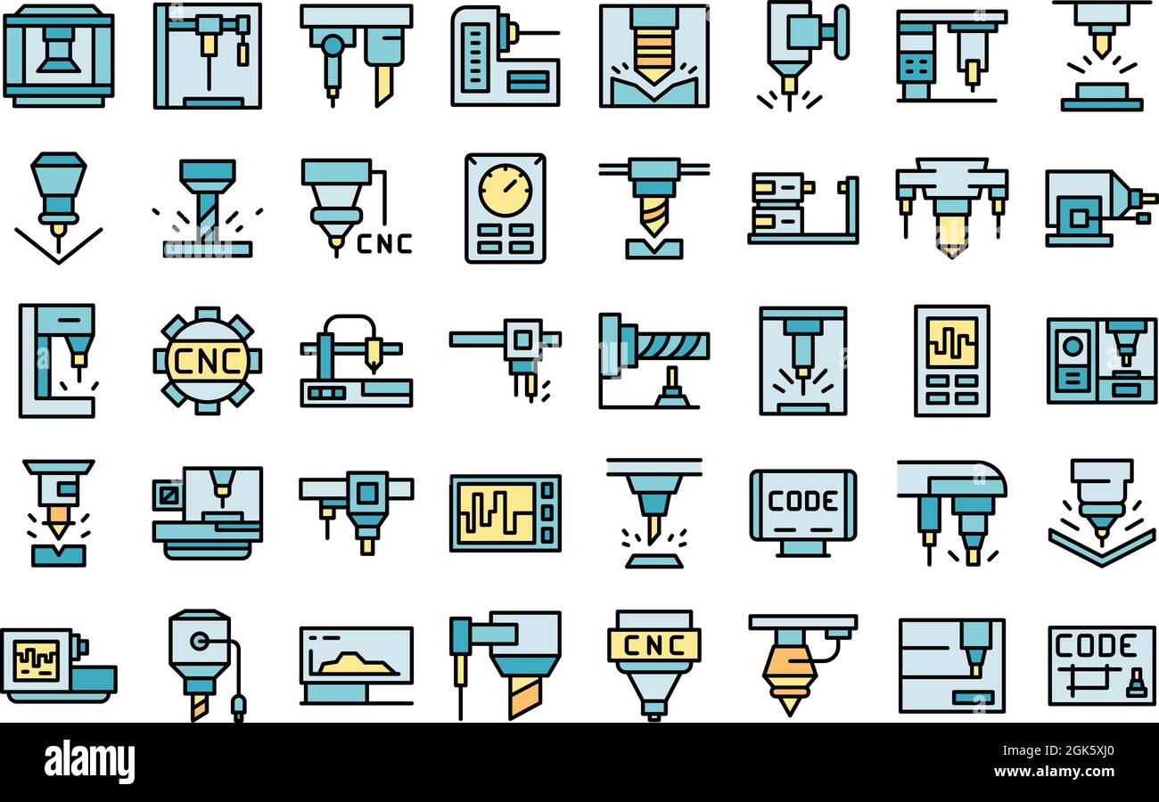 Los iconos de la máquina CNC definen el vector de contorno Controlador del molinillo