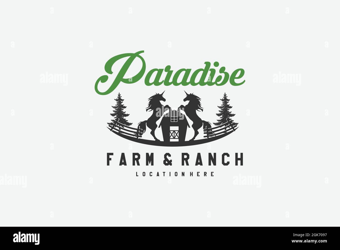 granja, logotipo de rancho, logotipo de caballo ilustración de vector