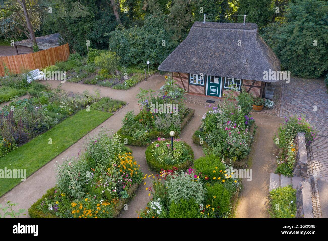 Jardines Botánicos Flottbek, jardín rural, drone foto, Alemania, Hamburgo-Flottbek Foto de stock