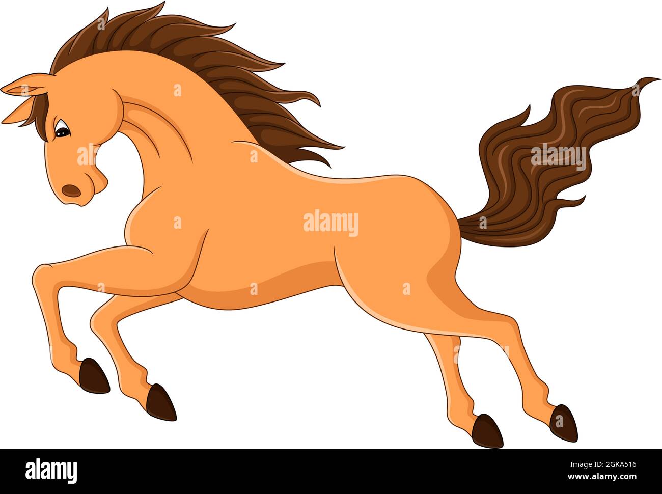 Caballo marrón de dibujos animados corriendo sobre fondo blanco Imagen  Vector de stock - Alamy