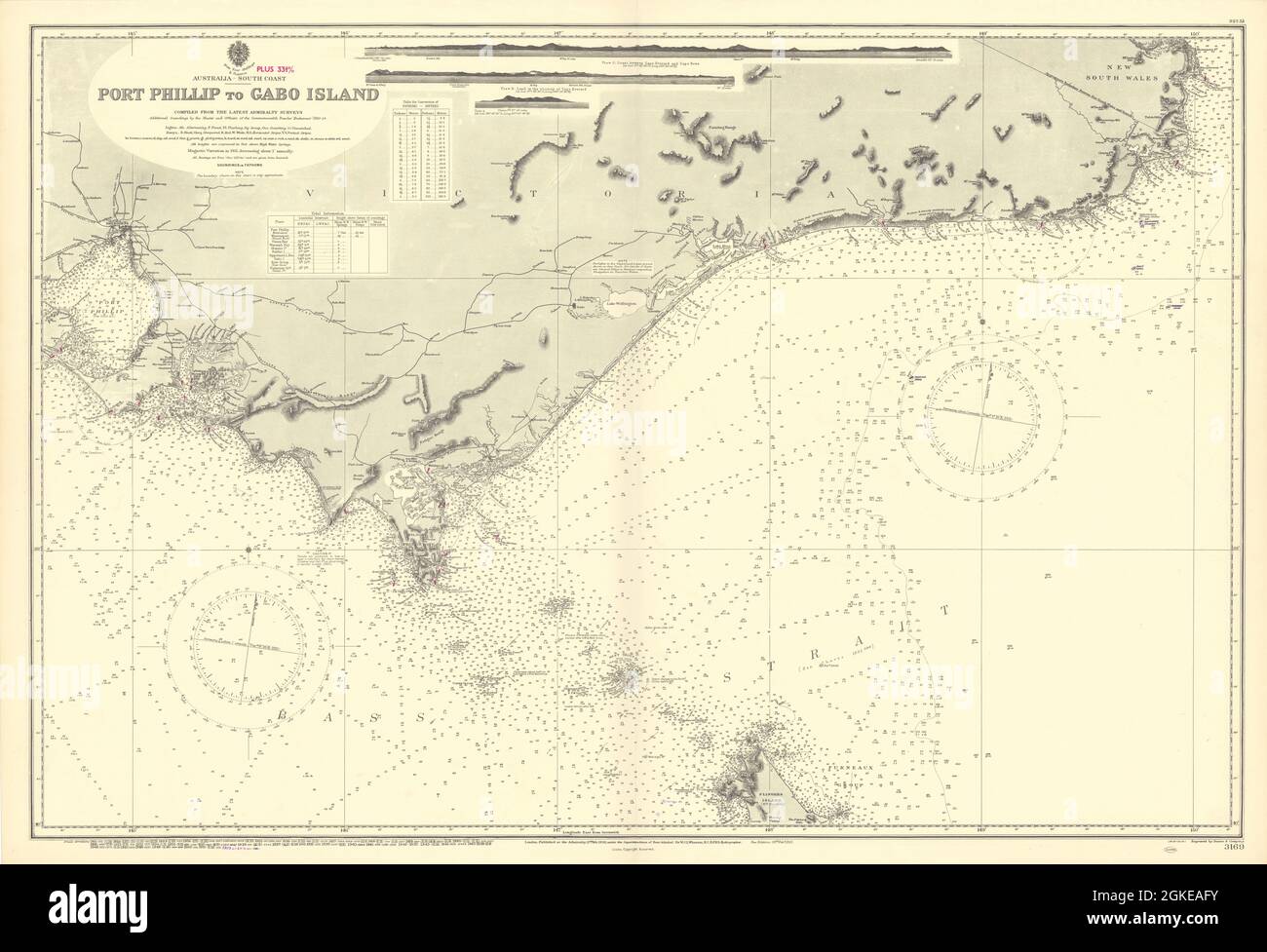 Victoria COAST Australia Melbourne Bass Strait ALMIRANTAZGO mapa 1902 (1954) Foto de stock
