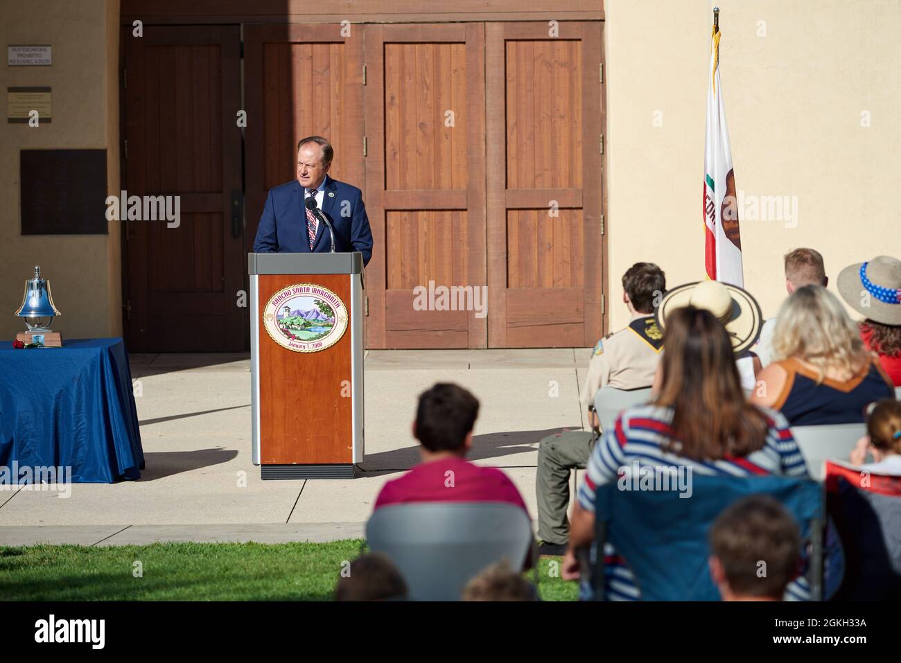 Rancho Santa Margarita Alcalde hablando el Día Patriota 911 2021 Foto de stock