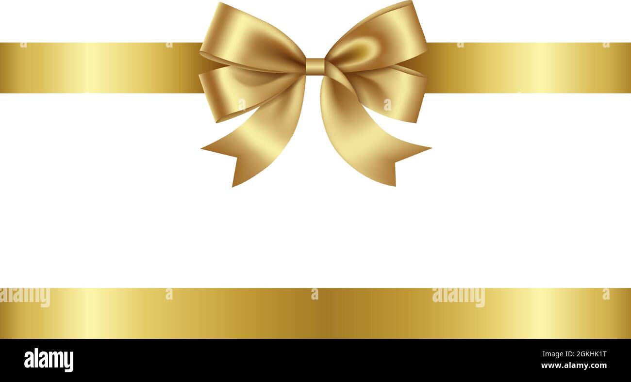 Lazo dorado y vector de cinta. Lazo con cinta para adornos de Navidad y  cumpleaños Imagen Vector de stock - Alamy