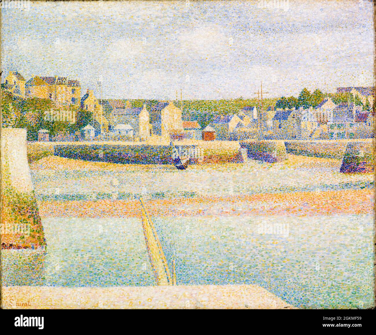 Port-en-Bessin, el puerto exterior, ('Low Tide'), pintura de paisaje por Georges Seurat, 1888 Foto de stock