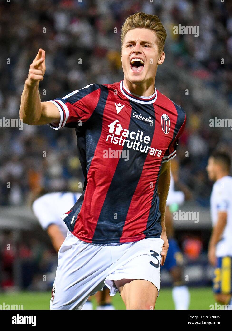 Bolonia, Italia. 13th de Sep de 2021. Mattias Svanberg (Bolonia) retrato de la felicidad durante Bolonia FC vs Hellas Verona FC, fútbol italiano Serie A partido en Bolonia, Italia, septiembre de 13 2021 Crédito: Agencia Independiente de Fotografía / Alamy Live News Foto de stock