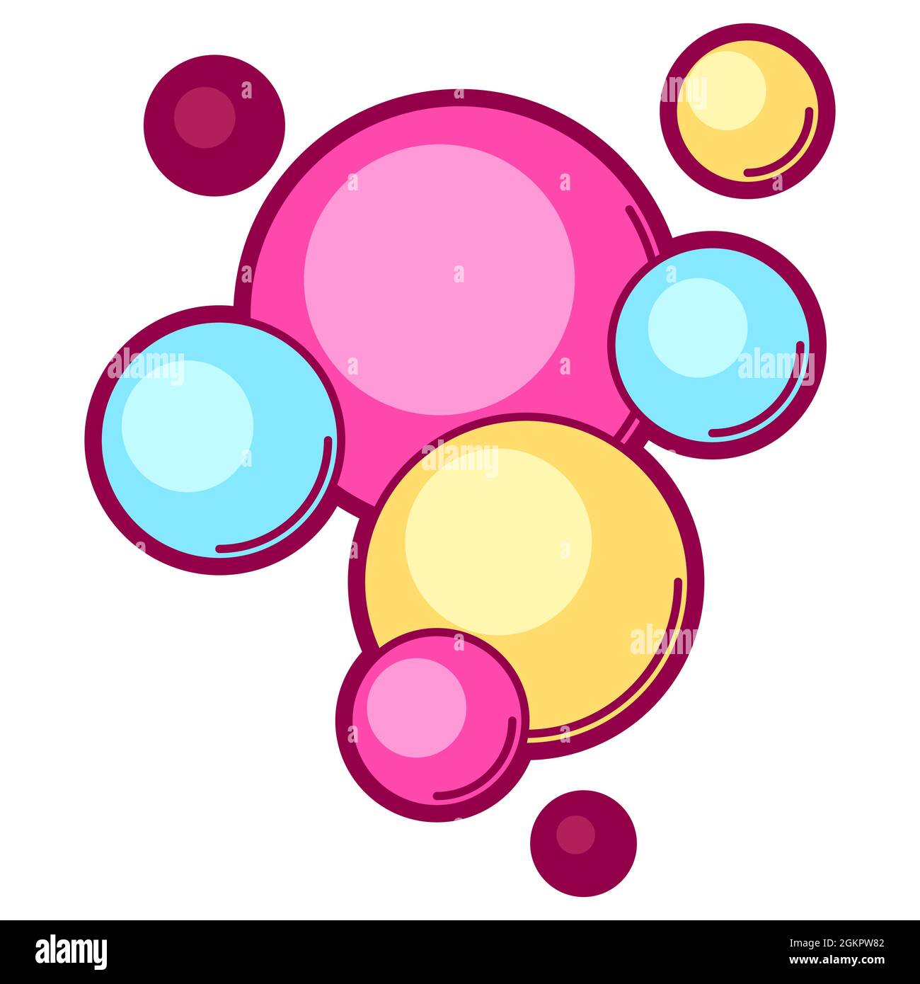 Ilustración de burbujas en estilo de dibujos animados. Lindo objeto  divertido Imagen Vector de stock - Alamy