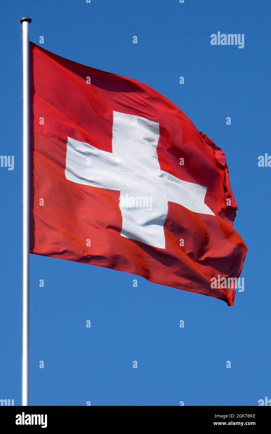 La bandera nacional de Suiza. Foto de stock