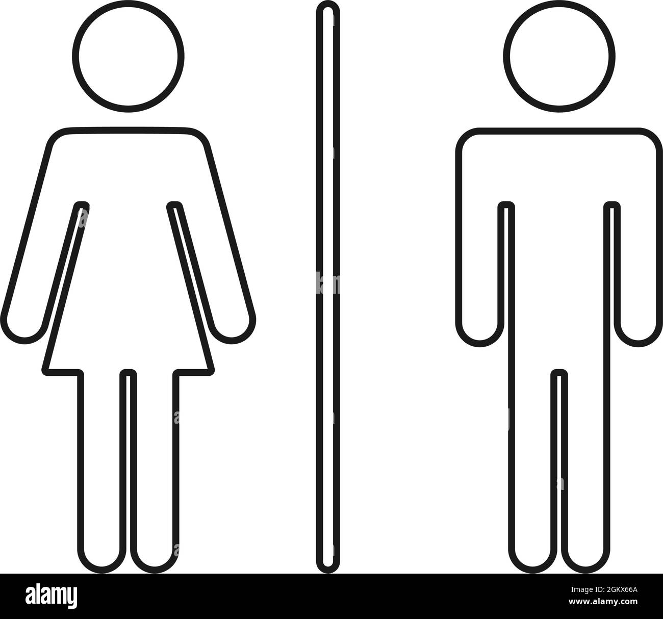 Letrero de baño o baño con hombres y mujeres en el símbolo del vector  Imagen Vector de stock - Alamy