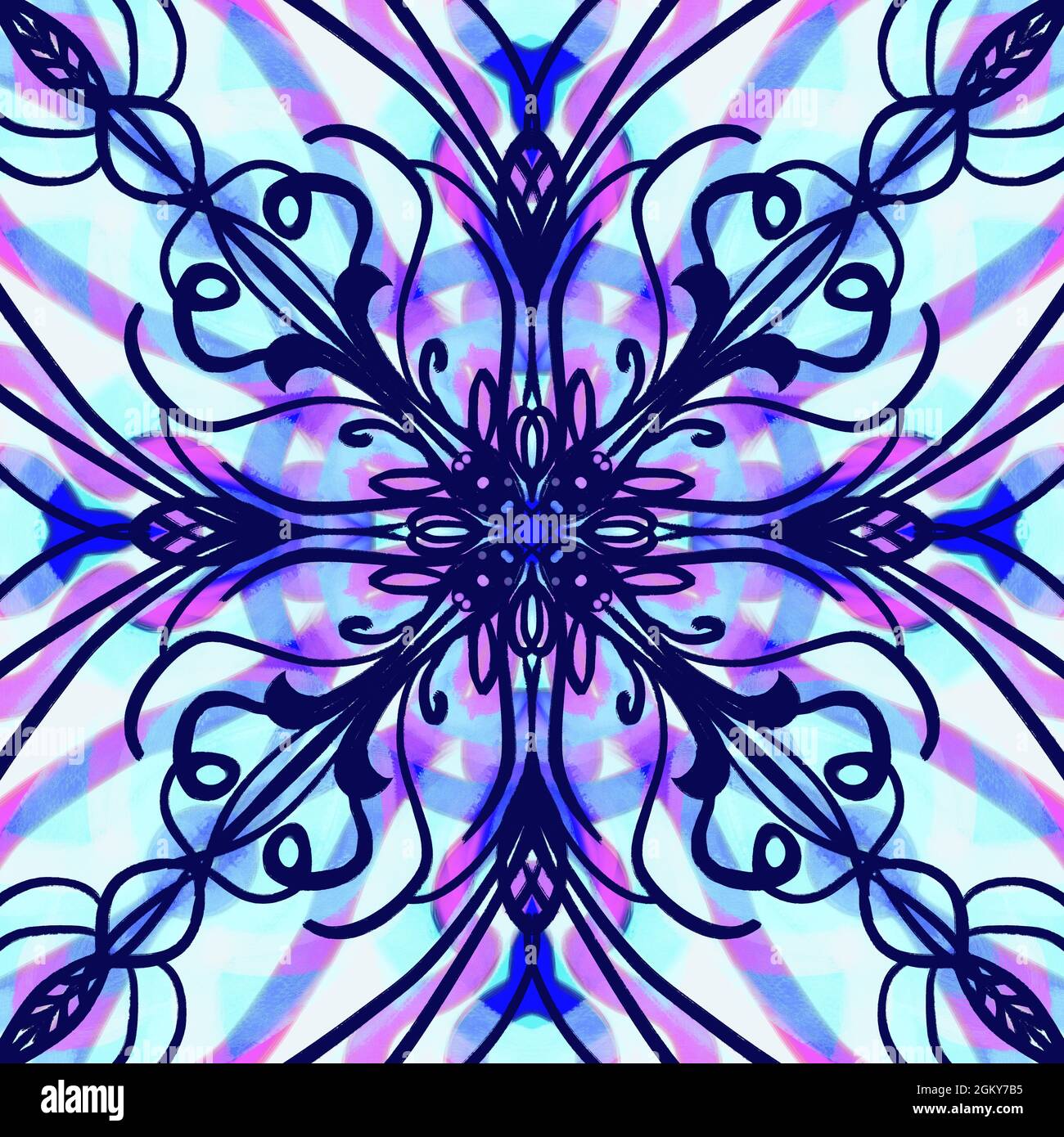 Diseño de superficie floral geométrico abstracto sin costuras en colores  vivos que se repiten simétricamente. Uso para diseño de moda, decoración  del hogar, fondos de pantalla Fotografía de stock - Alamy