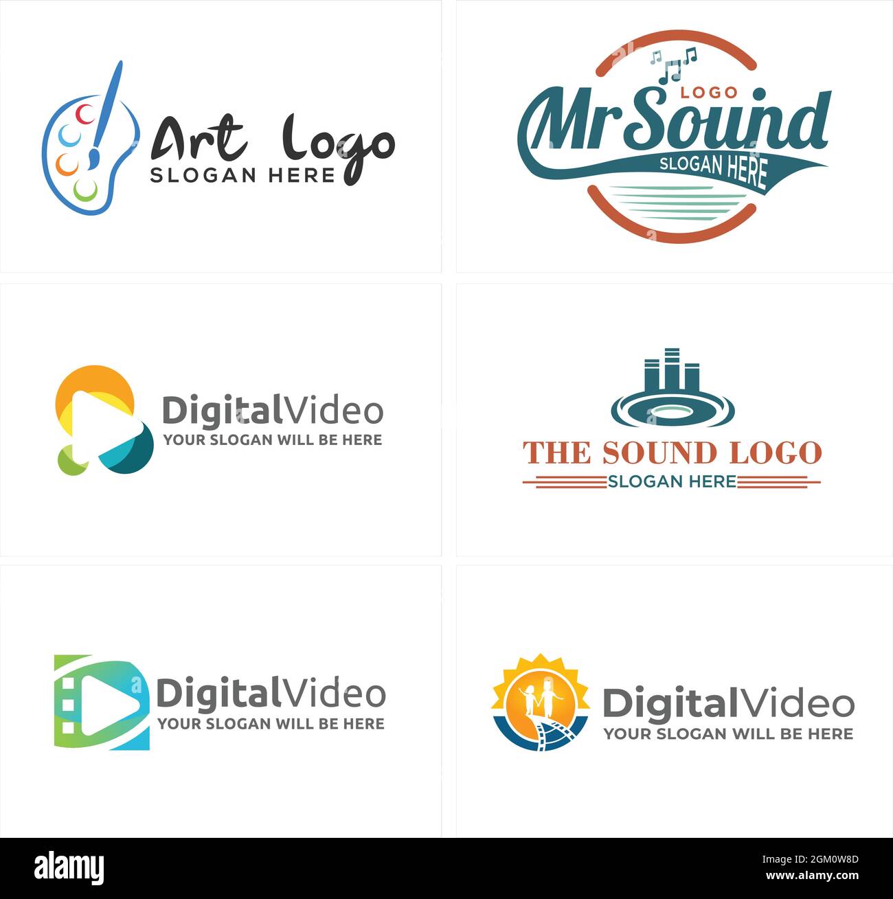 Entretenimiento video musical arte digital pintura diseño de logotipo  Imagen Vector de stock - Alamy