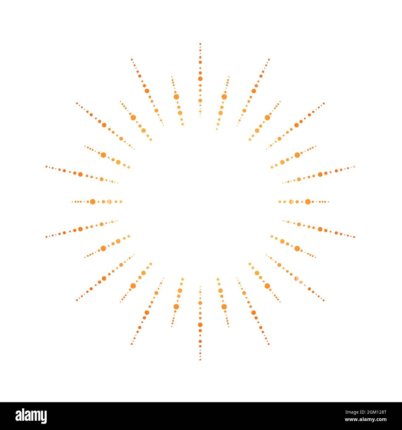 Marco de rayos de luz con puntos de color naranja. El brillo reventó de fondo. Chispa radiante. Ilustración vectorial. Rayo de sol estallido de sol de fondo. Ilustración del Vector