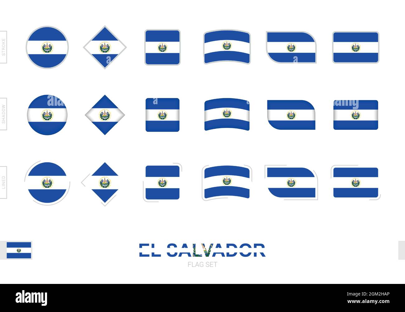 Conjunto de banderas de El Salvador, banderas sencillas de El Salvador ...