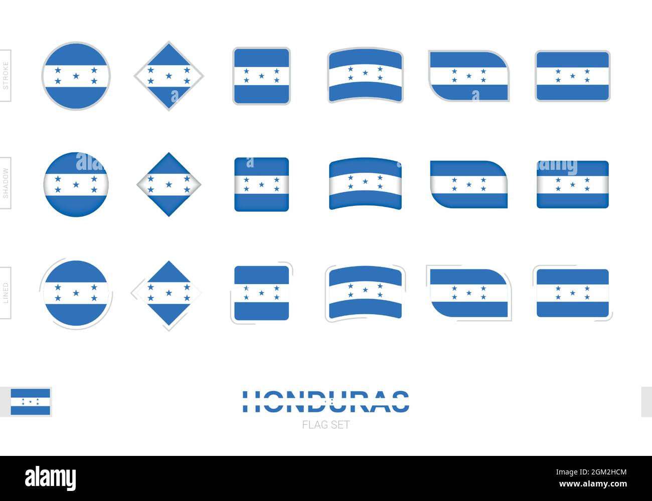 Conjunto de banderas de Honduras, banderas simples de Honduras con tres
