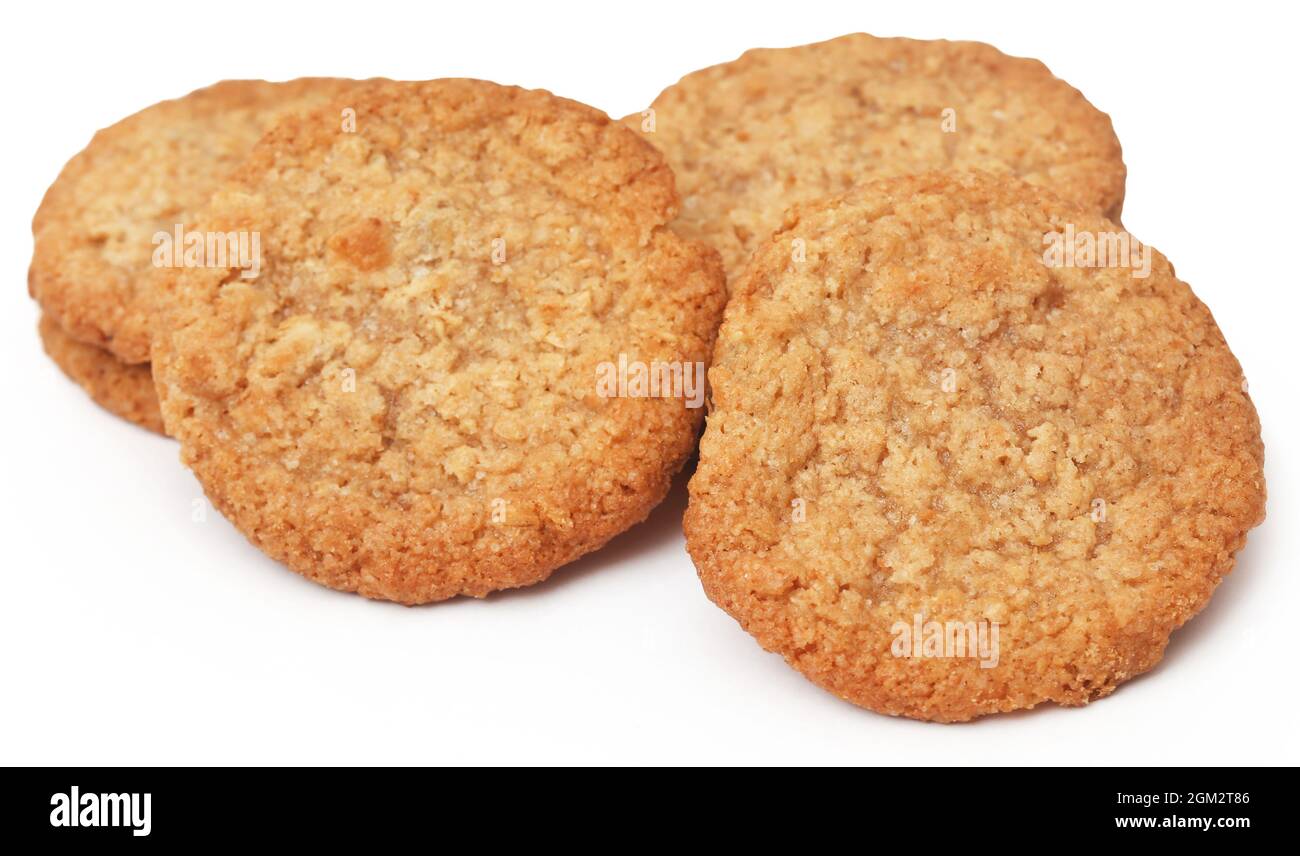 Galletas hechas a mano sobre fondo blanco Foto de stock