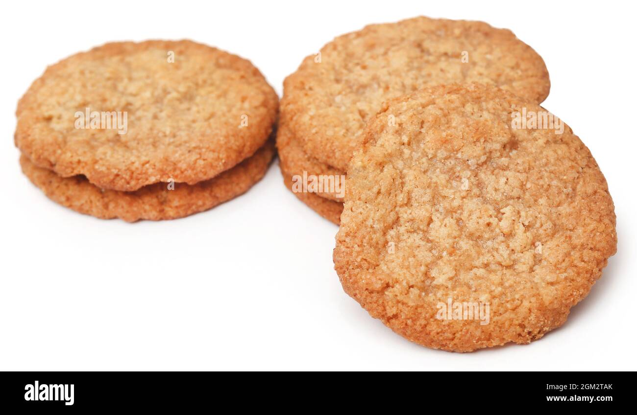 Galletas hechas a mano sobre fondo blanco Foto de stock