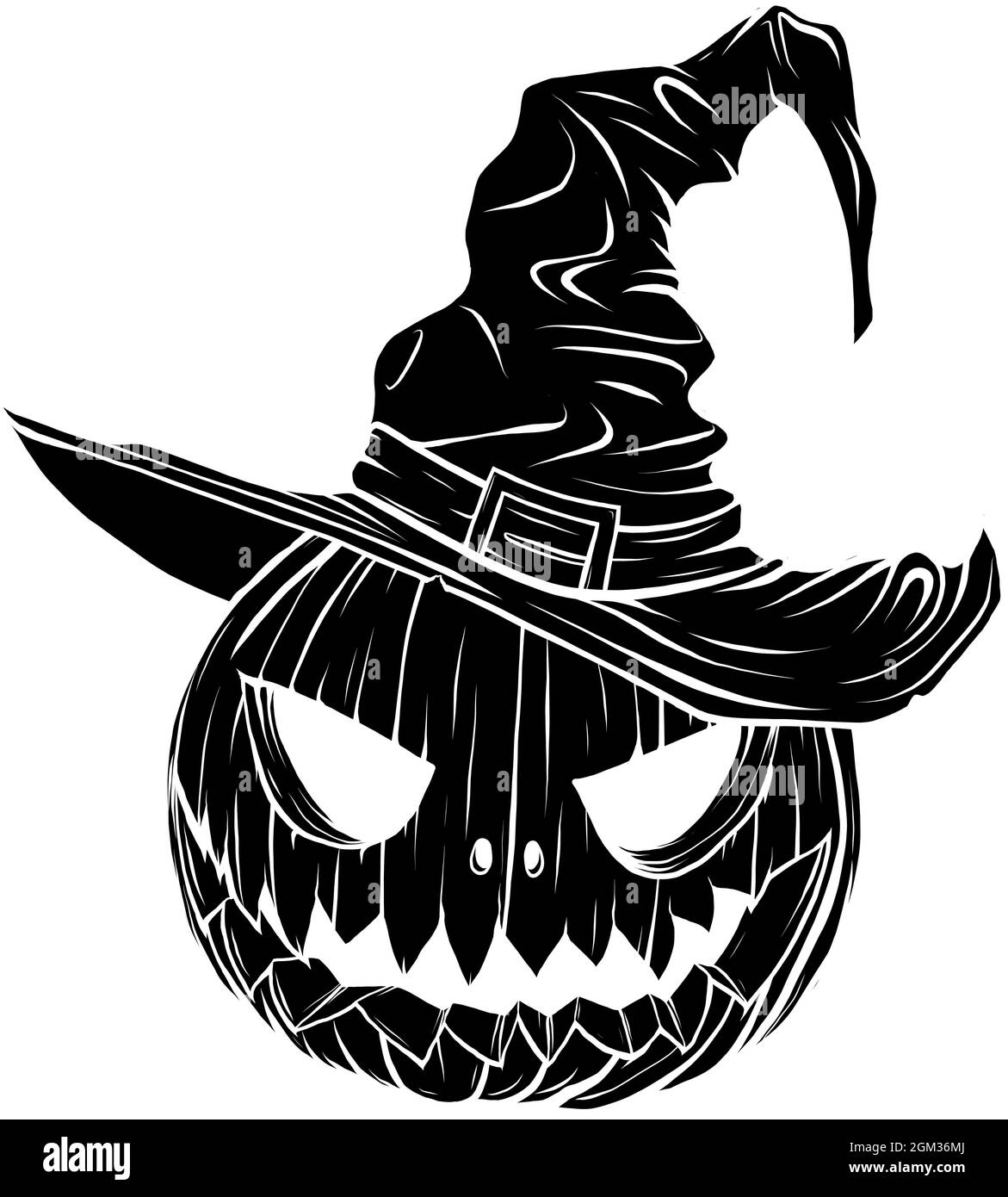 Calabaza de Halloween en ilustración de dibujos animados de un vector de  sombrero de bruja Imagen Vector de stock - Alamy
