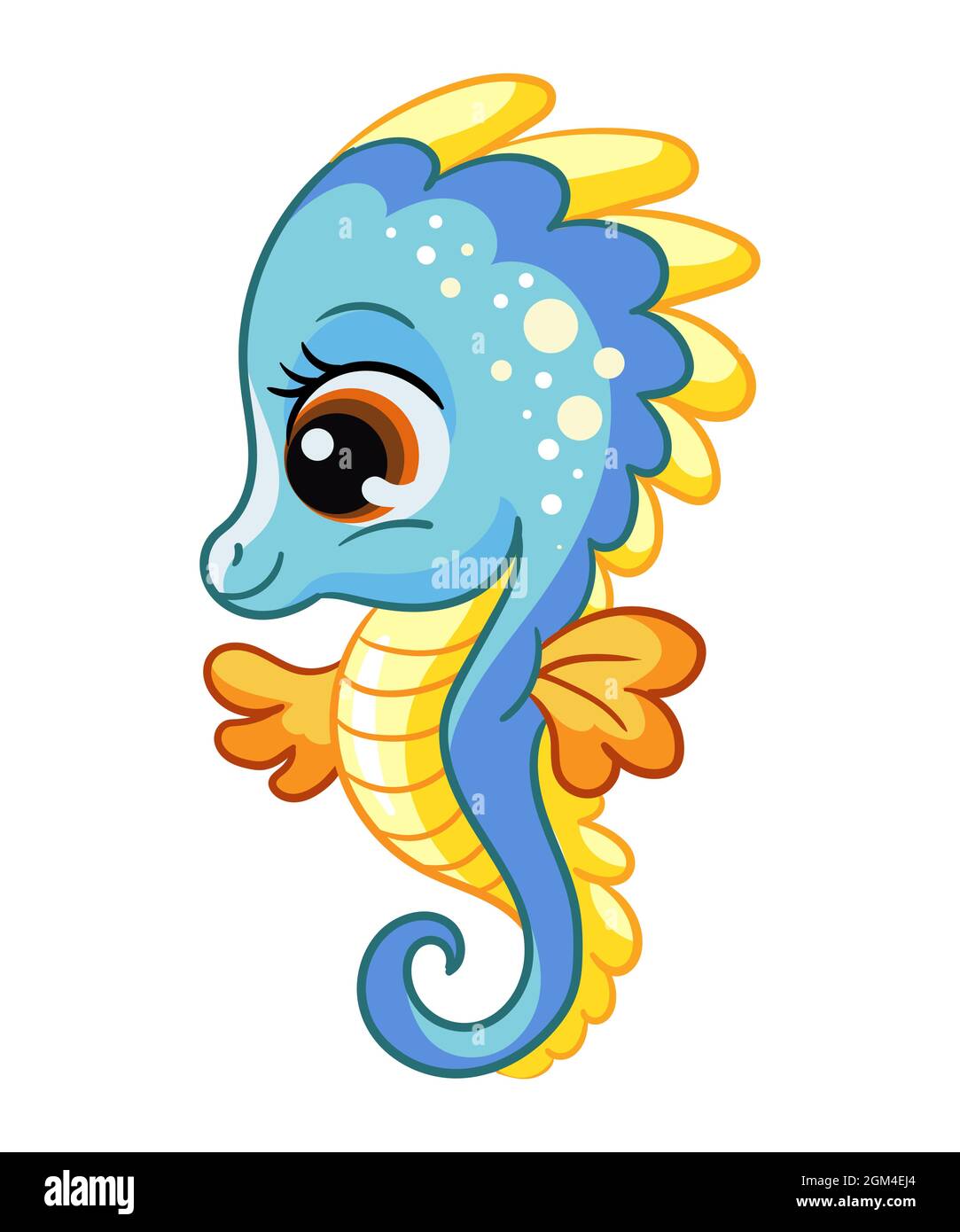 Divertido y lindo caballito de mar feliz. Criaturas marinas. Caricatura de  animales marinos. Ilustración vectorial aislada sobre fondo blanco. Para la  ropa de los niños, pri Imagen Vector de stock - Alamy