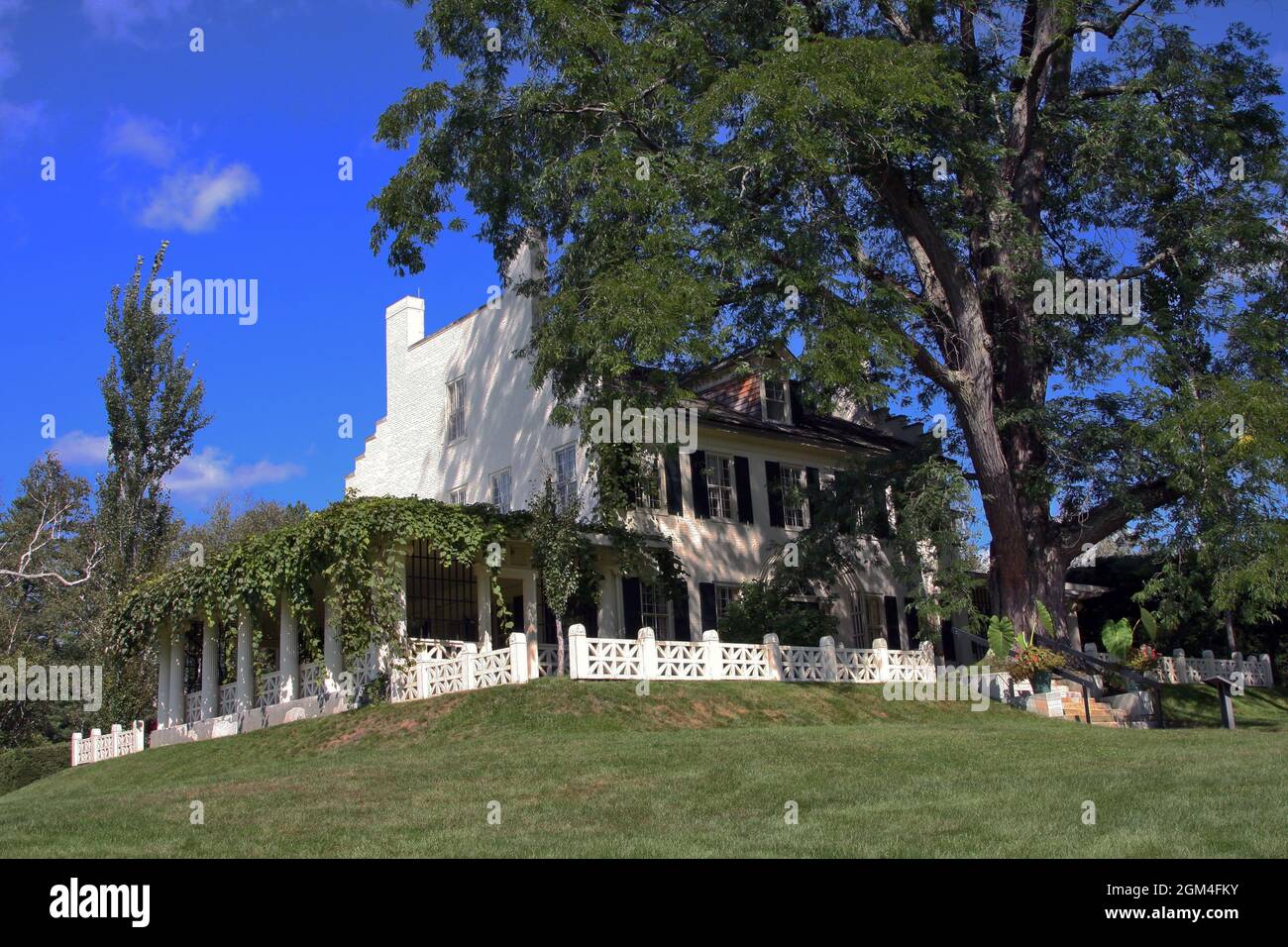 EE.UU., New Hampshire, Parque Histórico Nacional de Saint Gaudens, Casa, jardines, escultura, escultor, Foto de stock