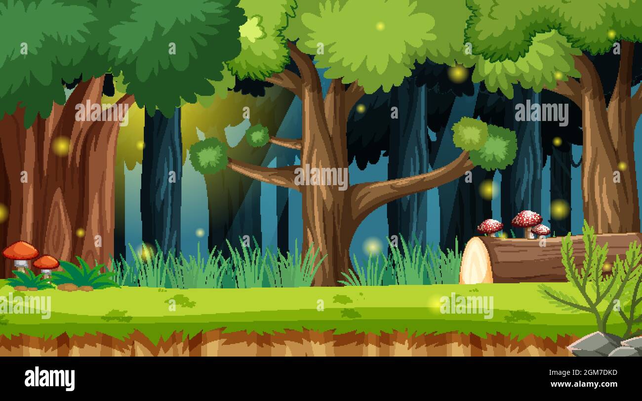 Ilustración de fondo de paisaje de bosque encantado Imagen Vector de