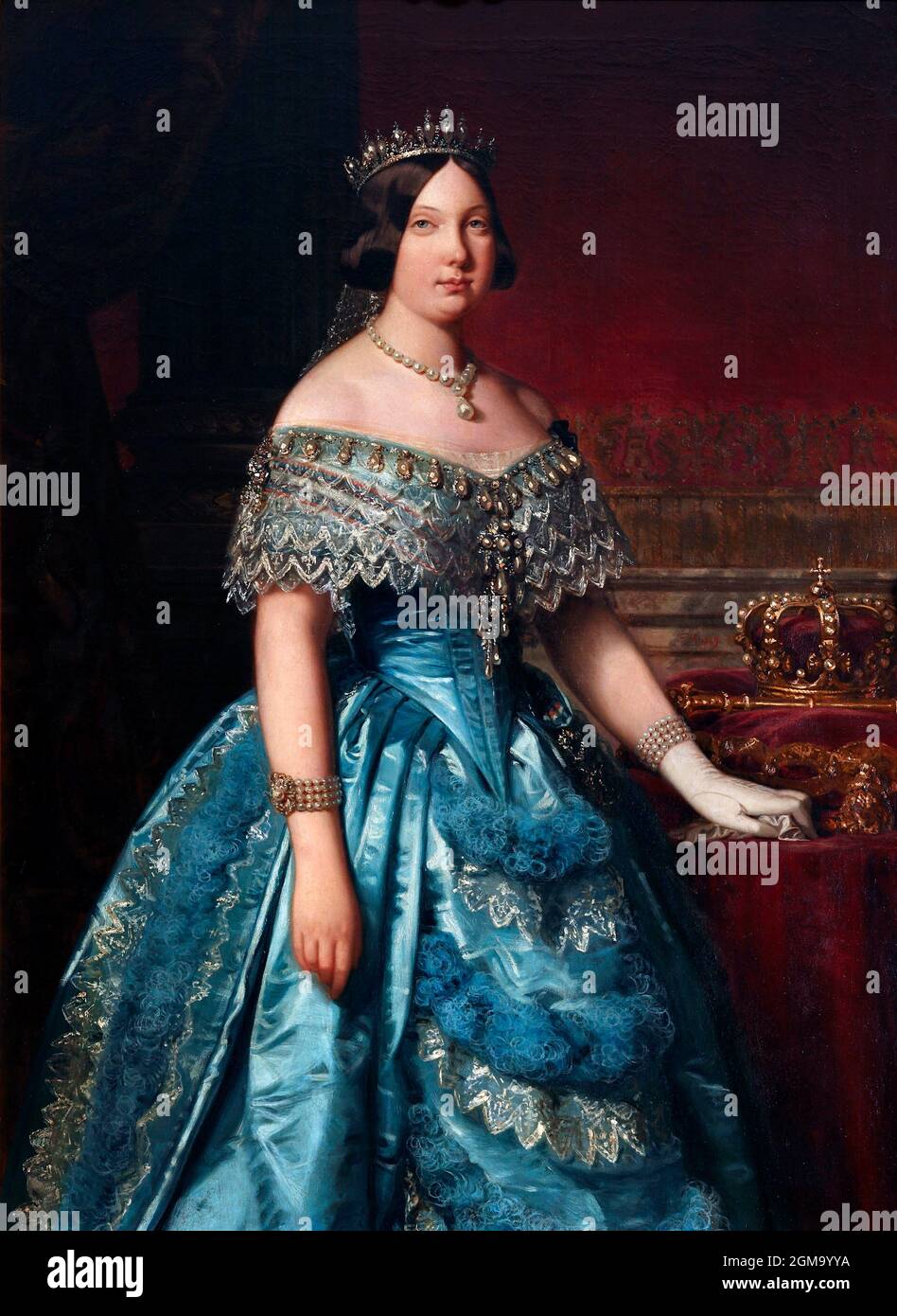 Isabella II de España por Federico de Madrazo y Kuntz (1815-1894), óleo sobre lienzo, 1849 Foto de stock