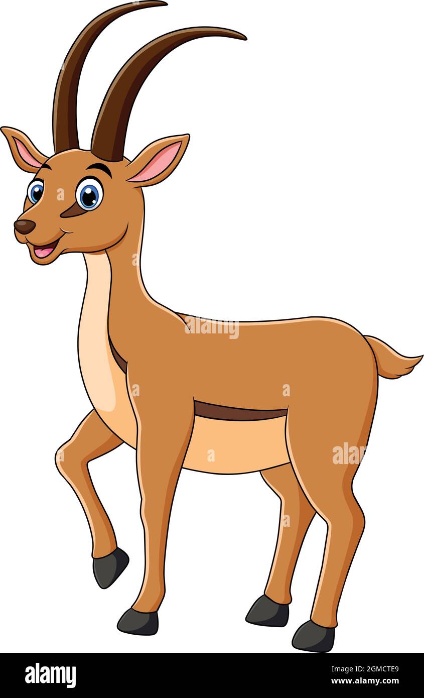 Ilustración de vector de dibujos animados animales de Antelope lindo Ilustración del Vector