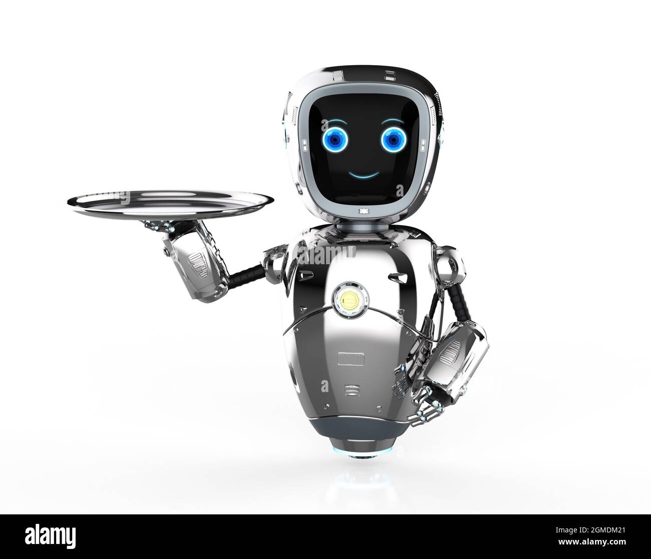 3d renderizado lindo robot de inteligencia artificial o robot asistente con de servir Fotografía de stock