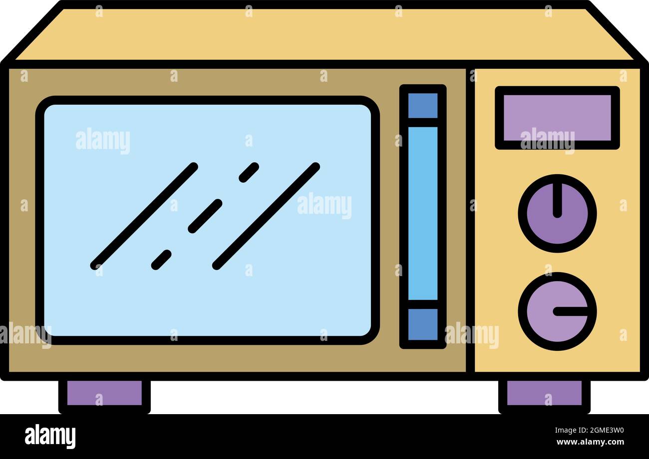 Icono de microondas de metal. Contorno metal microondas vector icono color  plano aislado Imagen Vector de stock - Alamy