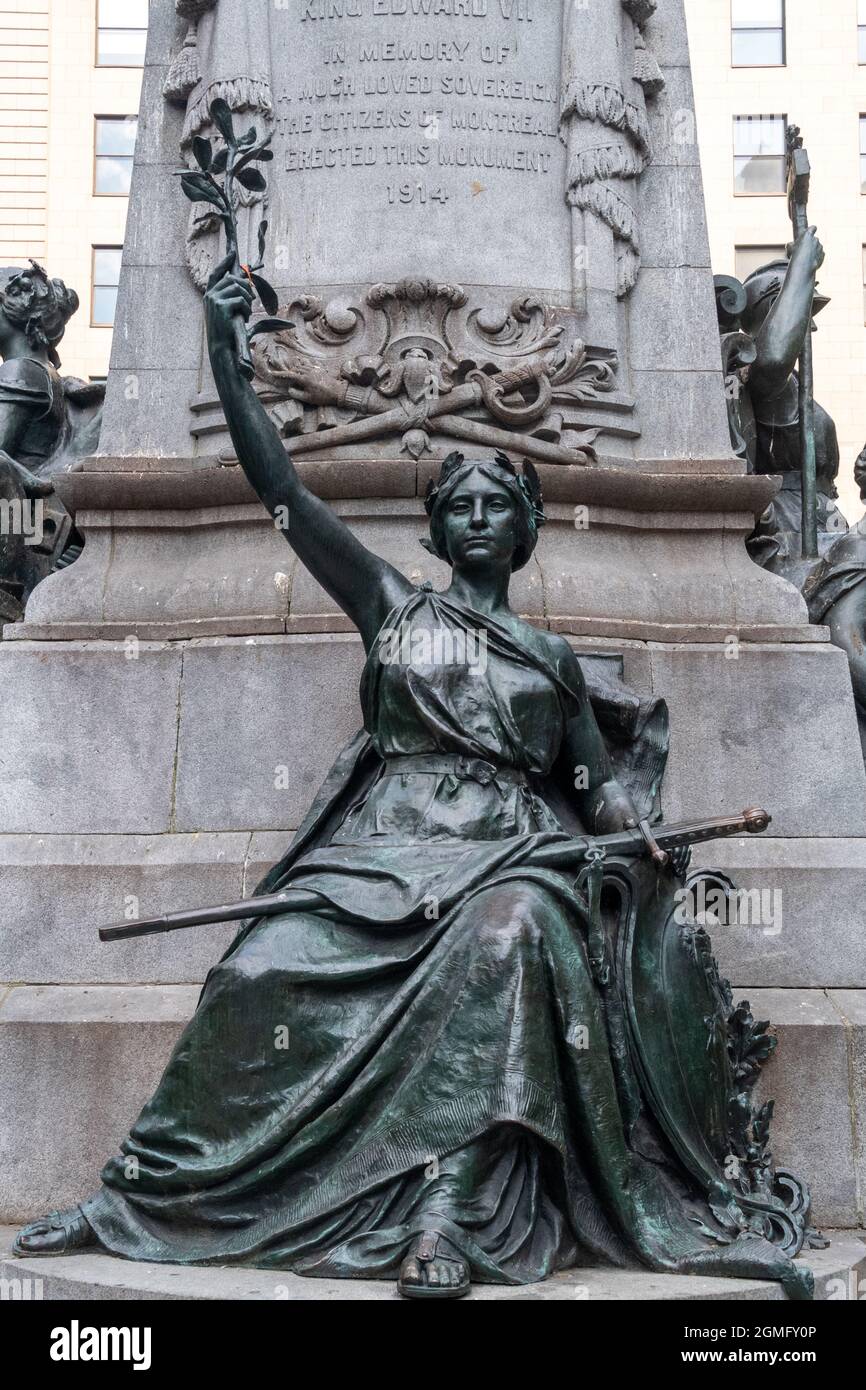 Estatua del rey Eduardo VII (detalle), ciudad de Montreal en Canadá Foto de stock