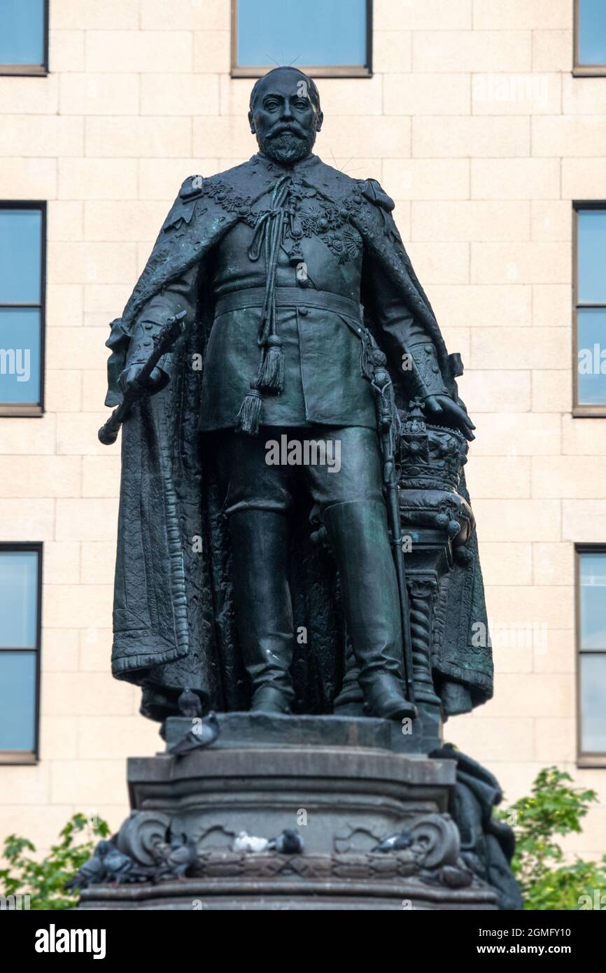 Estatua del rey Eduardo VII, ciudad de Montreal en Canadá Foto de stock