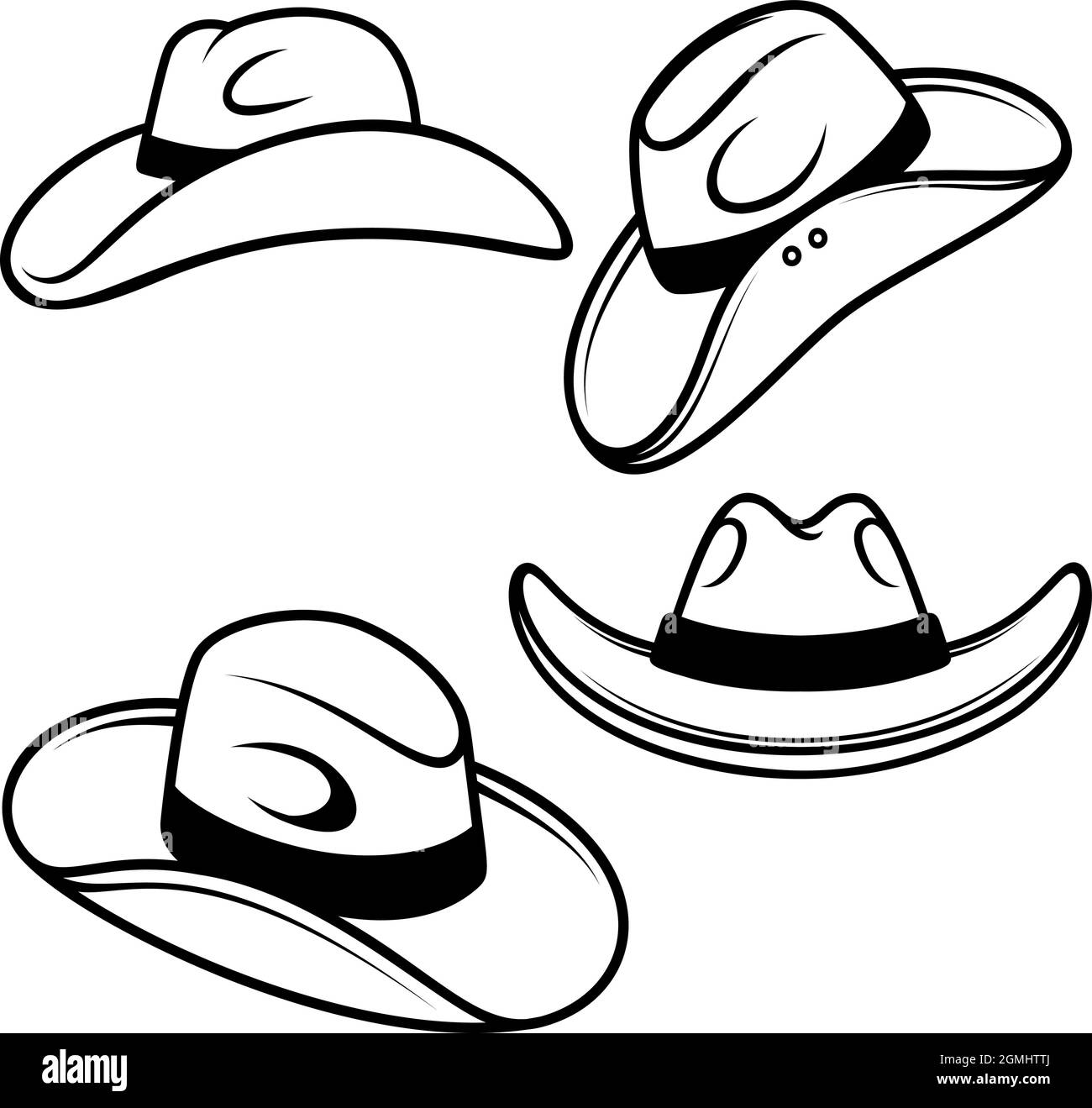 Conjunto de ilustraciones de sombreros vaqueros. Elemento de diseño para  logotipo, etiqueta, signo, emblema, póster. Ilustración vectorial Imagen  Vector de stock - Alamy