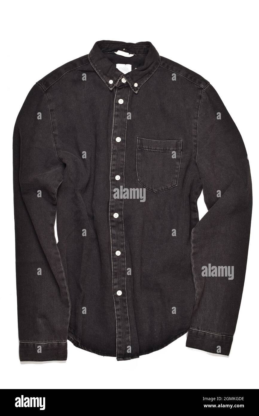 Camisa negra con botones imágenes resolución - Alamy