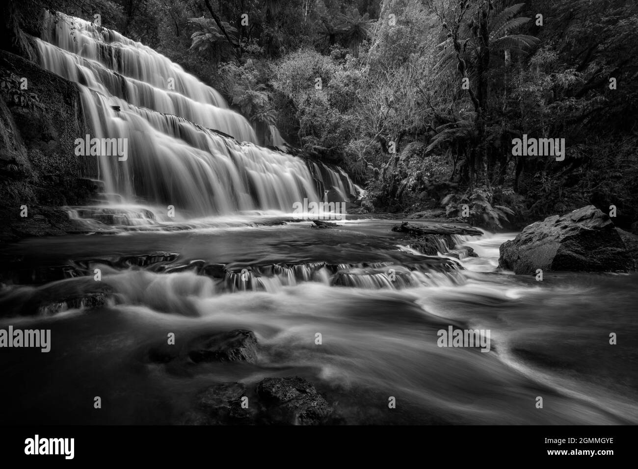 Purakaunui Falls, Catlins, Isla del Sur, Nueva Zelanda Foto de stock